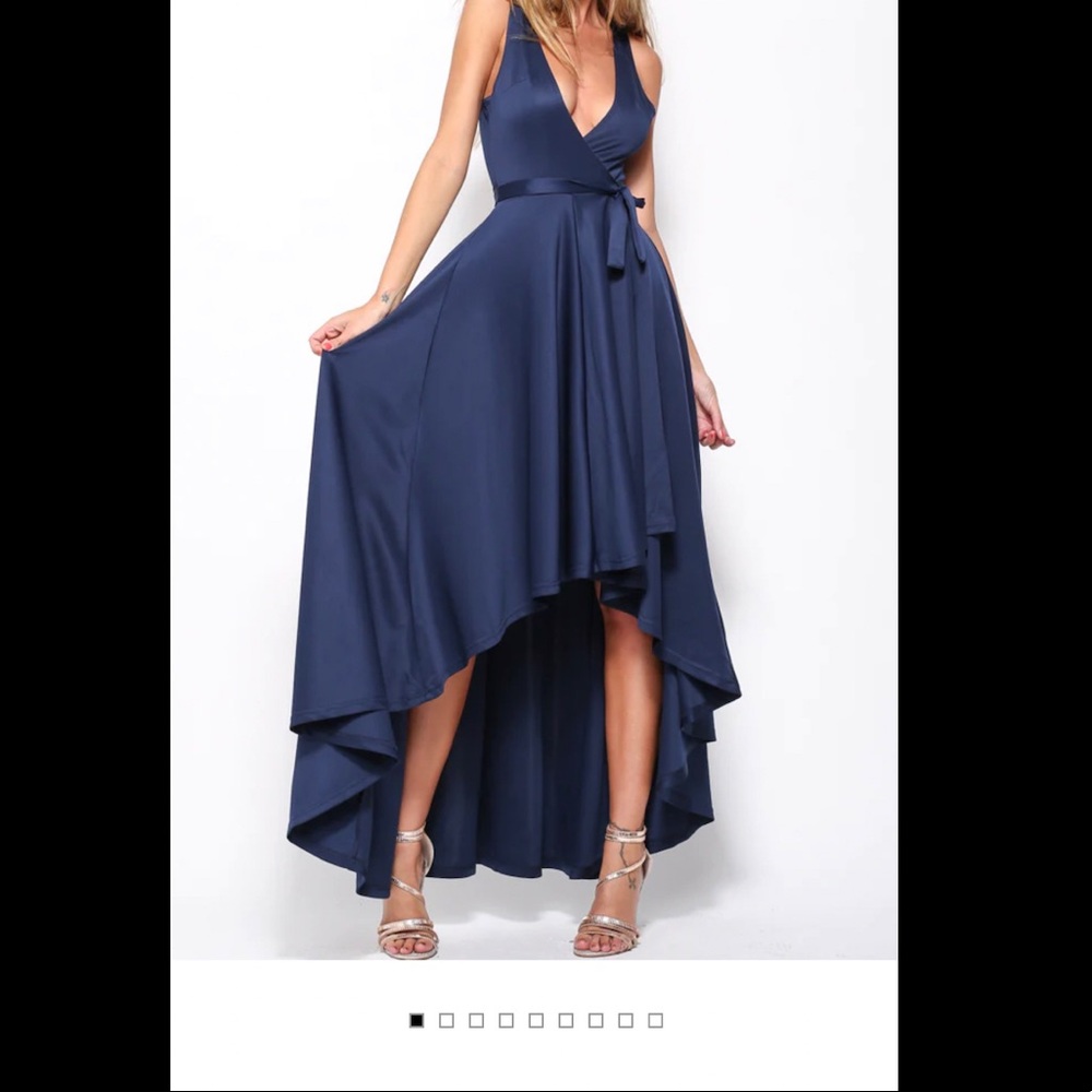 Navy Blue High-Low Dress